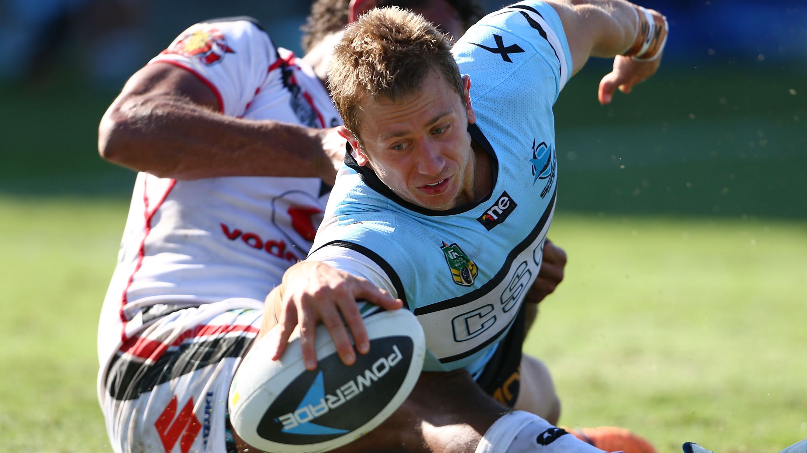 Nathan Stapleton in action for Cronulla in 2014.