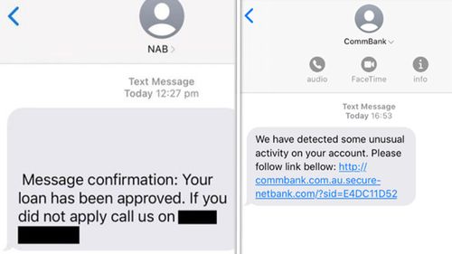 Bank impersonation scam texts