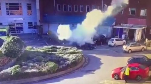 The moment the suspected bomb detonated in the taxi.