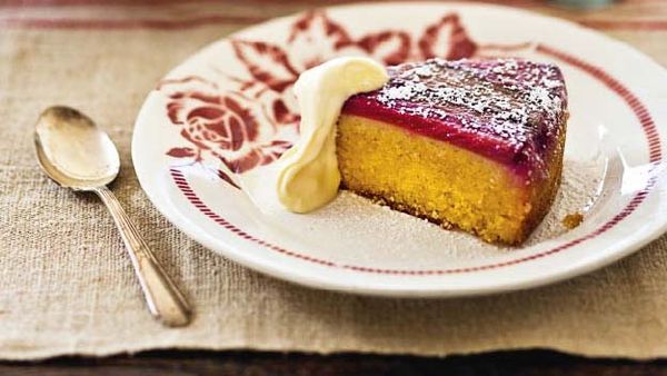 Rhubarb and orange upside down cake