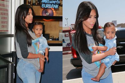 Kim Kardashian and daughter North West were spotted at the Bob Hope airport on their way to San Francisco. <br/><br/>Mum and bub looked casual in denim but we couldn't help but notice the one-year-old's slick new 'do. <br/><br/>Keep scrolling to check out more adorable Nori pics...