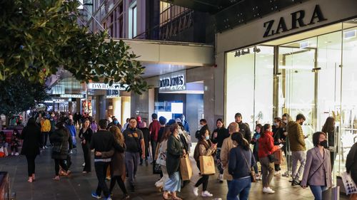 Shoppers in Bourke Street mall in Melbourne as shops reopened.