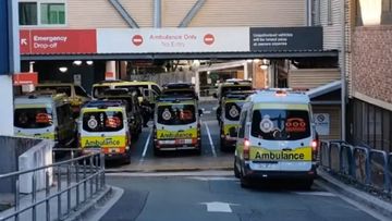 Ambulance ramping photo sent to 9News of Ipswich Hospital in Queensland