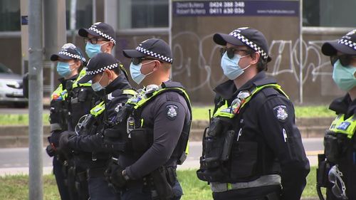 Melbourne protests police presence around CBD on day six - Saturday September 25, 2021.