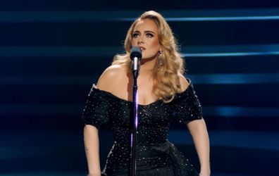 Adele restarts live performance of Easy On Me after nerves get the better of her during UK comeback concert.