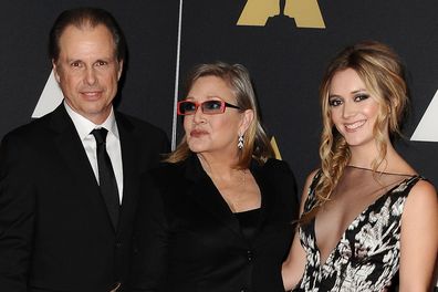 Carrie Fisher with brother Todd Fisher and daughter Billie Lourd.