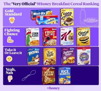 Very official 9Honey Breakfast Cereal Ranking