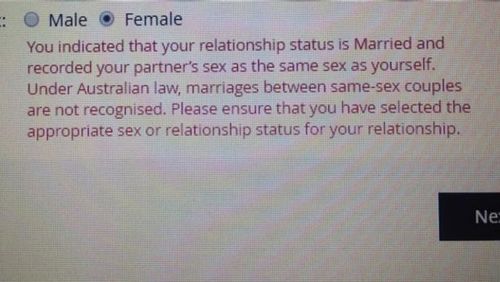 "Please ensure that you have selected the appropriate sex or relationship status for your relationship." (Lauren Pacey)