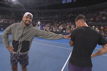 Kokkinakis tears up.