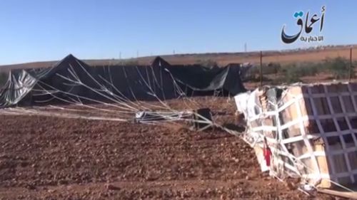 A still from the video purporting to show the recovered US airdrop. (YouTube)