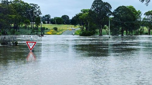 The Severn River is swollen in Stanthorpe, Queensland today after the area was inundated with rain. This photo was shared by the Bureau of Meteorology from @elite_blinds_and_installations. 