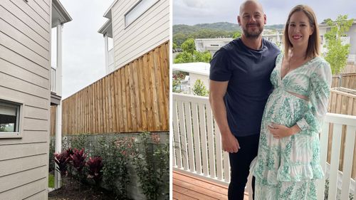 Holly Trezise and her fiance Matthew. The couple shared a fence with their neighbours in the same development who were approved for the $25,000 HomeBuilder grant while they were rejected.