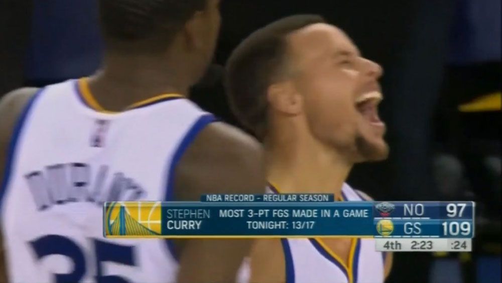 Curry breaks NBA three-pointer record with 13 in one match