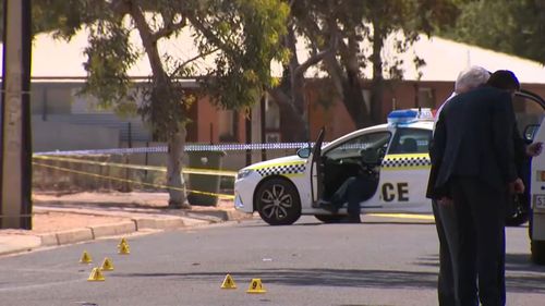 Police taped off the street in Port Augusta.
