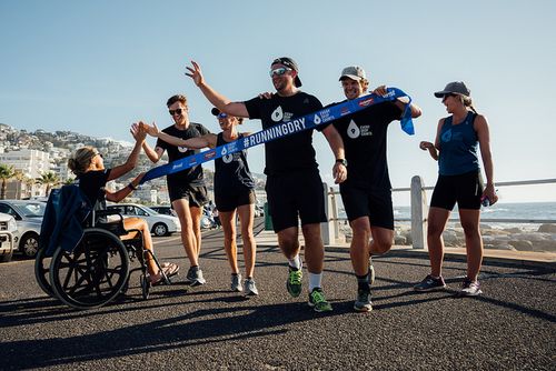 70 people turned up to one of the legs Mina couldn't run in South Africa, with people around the world logging kilometres for her.