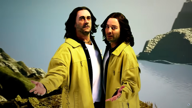 Jon Hamm and Jimmy Fallon recreate Creed's With Arms Wide Open music video