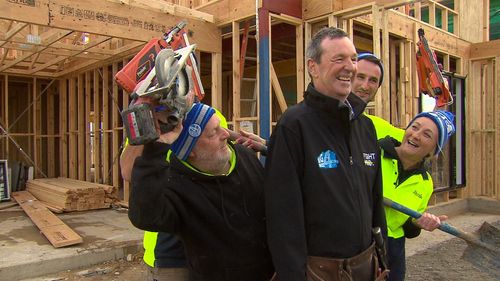 Daniher was all smiles at the Clyde North home. Picture: 9NEWS