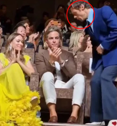 Harry Styles appears to spit on Chris Pine at Don't Worry Darling screening at the Venice Film Festival.