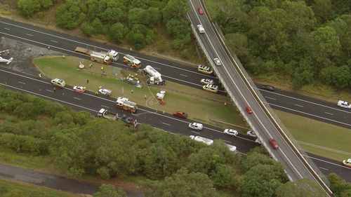 Truck and car crash at Menangle Park in Sydney.