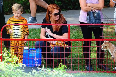 Supermodel Angie Everhart and her son Kayden attend a Halloween party in Beverly Hills.