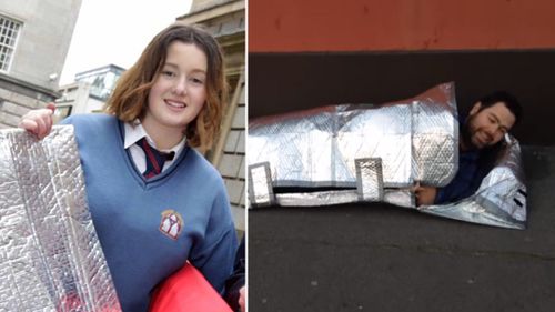 Irish teen invents water resistant and fireproof sleeping bags for the homeless