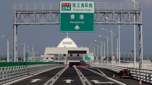 The bridge seen from the Chinese mainland end. (AP).