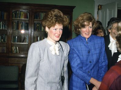 Princess Diana sisters Lady Jane Fellows and Lady Sarah McCorquodale visit school they used to attend