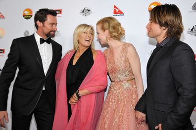 Hugh Jackman, Deborra-Lee Furness, Nicole Kidman and Keith Urban arrive at the 2013 G'Day USA Los Angeles Black Tie Gala at JW Marriott Los Angeles at L.A. LIVE on January 12, 2013 in Los Angeles, California