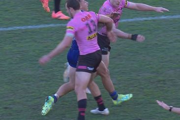 Isaah Yeo was marched to the sin bun for a professional foul on Charnze Nicoll-Klokstad.