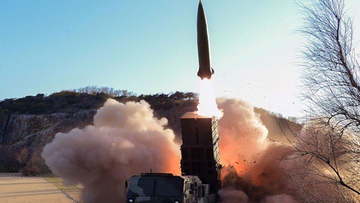 An image published by North Korean state media purporting to show a weapons test on April 16.