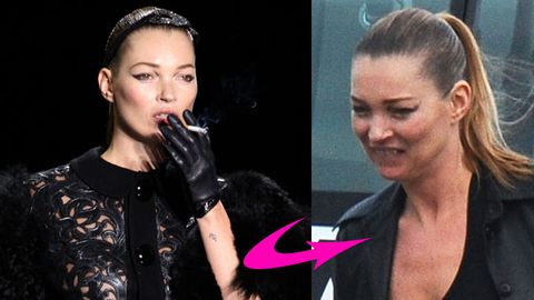 Kate Moss smoking at Paris Fashion Week