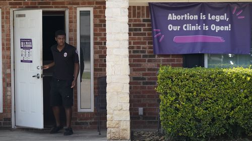 Security guard at Whole Women's Health Clinic in Fort Worth, Texas. 