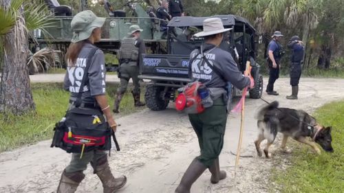 Search teams fanout at  Carlton Reserve park near North Port, Flaa Florida wilderness park to search for Brian Laundrie.