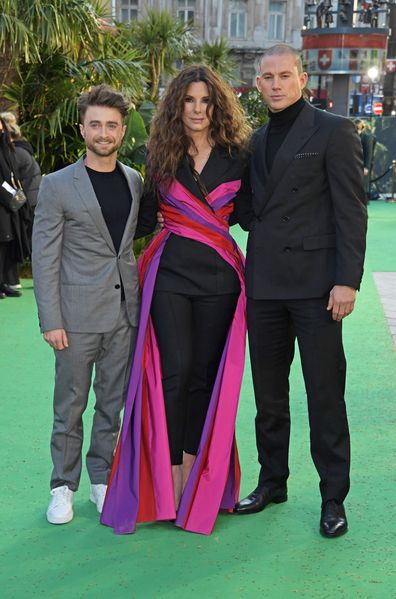 Daniel Radcliffe, Sandra Bullock and Channing Tatum attend the UK Special Screening of The Lost City at Cineworld Leicester Square on March 31, 2022 in London, England. 