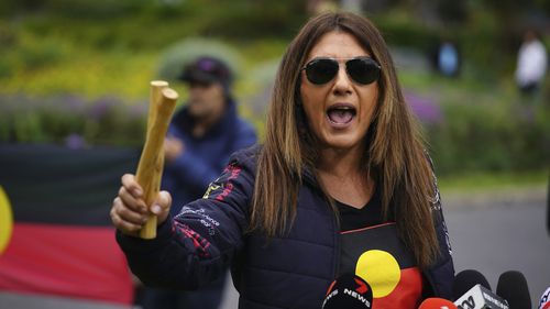 Lidia Thorpe is seen during a press conference