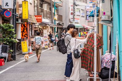 A stylish couple goes vintage shopping in Shimokitazawa Tokyo