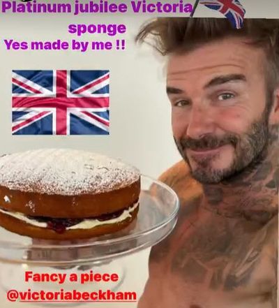 David Beckham whips up a regal sponge cake