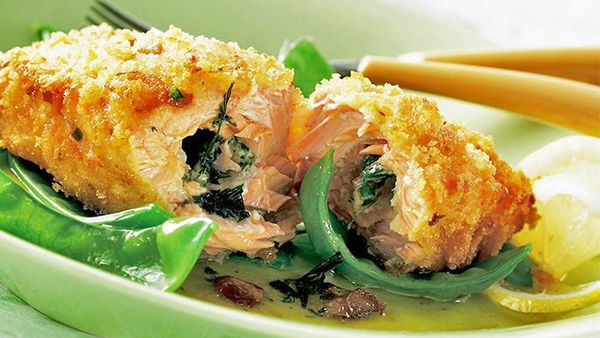 Crunchy salmon kiev