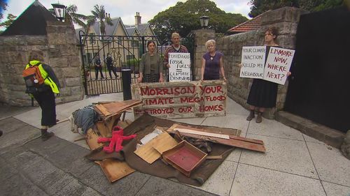 Flood protest Kirribilli Sydney