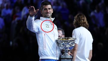 Novak Djokovic had a custom &quot;22&quot; jacket made for his 22nd grand slam victory.