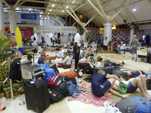 Meanwhile the Lombok Airport has committed to staying open 24 hours a day to deal with the backlog of stranded travellers. Picture: AAP.