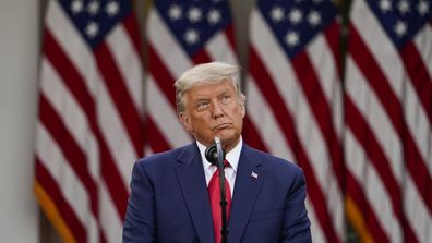 President Donald Trump speaks in the Rose Garden of the White House, Friday, Nov. 13, 2020, in Washington. (AP Photo/Evan Vucci)