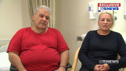 Alphaeus' parents Michael and Athena spent the day at their son's bedside. (9NEWS)