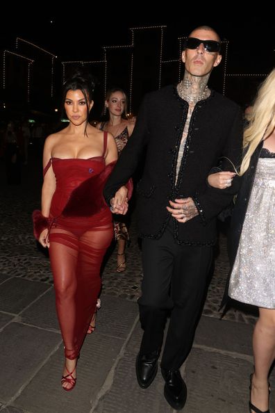 Kourtney Kardashian and Travis Barker are seen out in Portofino on May 20, 2022 in Portofino, Italy.