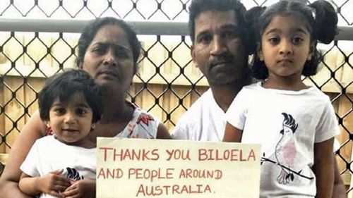 The Tamil family, mother, father and two children, were flown from Darwin to the detention centre northwest of Australia overnight.