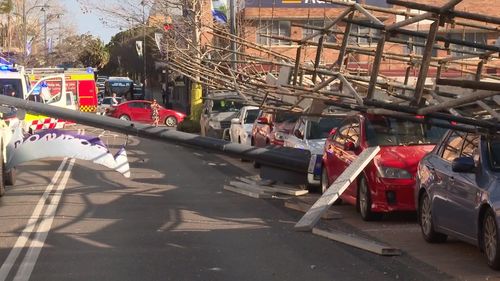 The aftermath of a scaffolding collapse on the NSW Central Coast.