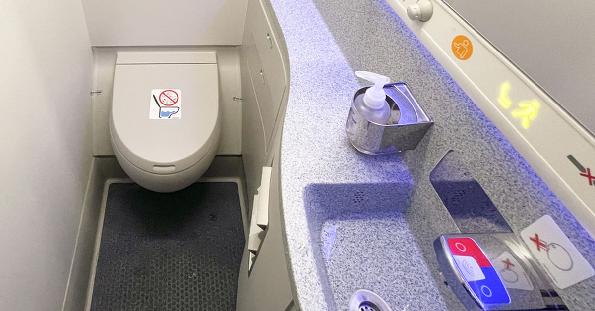 Washing your hands in a plane bathroom apparently isn't the best idea