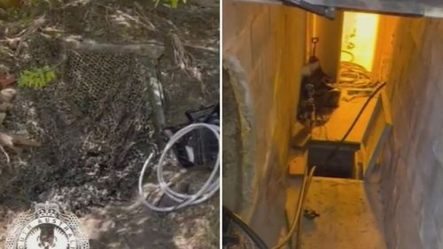 Two men have been arrested after the discovery of cannabis allegedly being grown in an underground bunker in Adelaide.