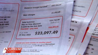 Mary Airs' Alinta Energy bill has spiralled out of control with the principal amount totalling $23,907.49.