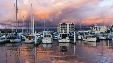 sailing boats at dusk at Launceston Tasmania, Australia